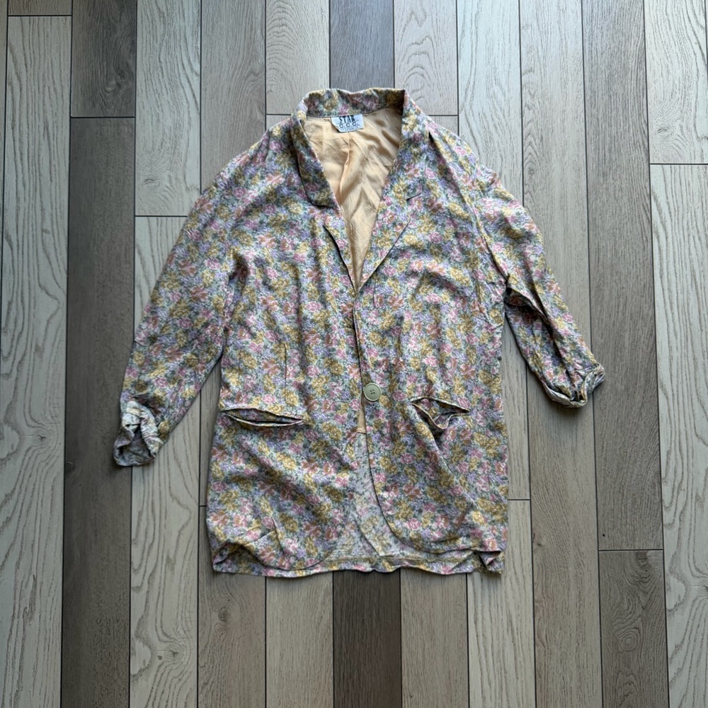 Vintage STAR CCC Light Floral Blazer - Pastel Multicolor Made in USA small